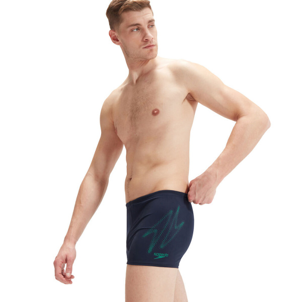 Плавки-шорты Speedo HyperBoom Placement Aquashort (Мужской; 38 (54); темно-синий/зеленый)